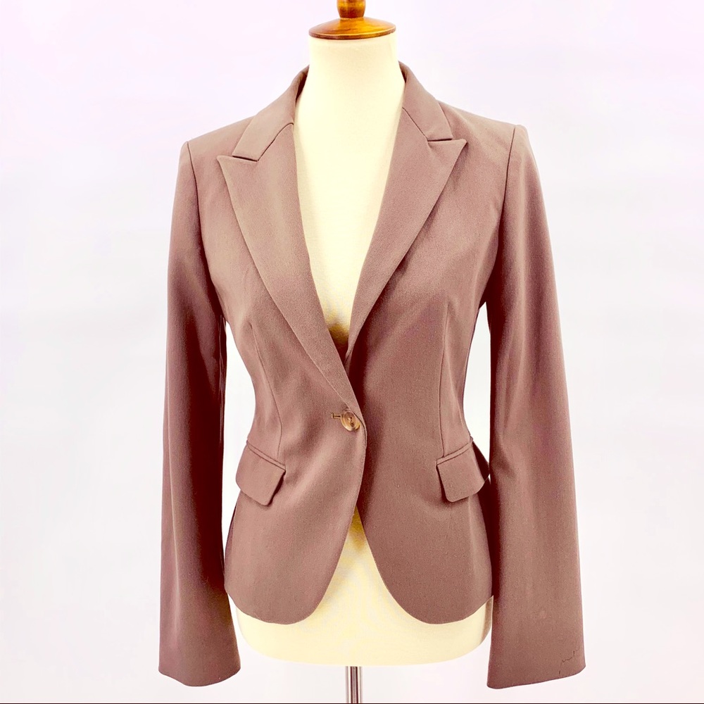 Express Soft Notch Collar One Button Taupe Blazer